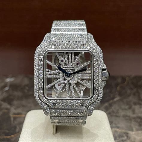 iced out cartier bracelet|cartier skeleton iced out price.